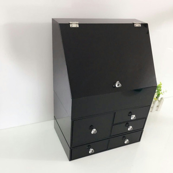 black acrylic makeup organizer drawer box