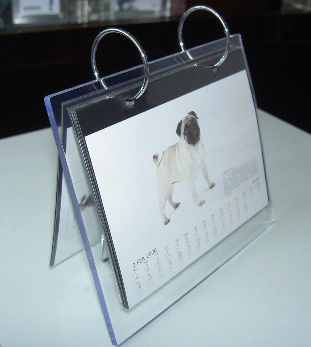 Acrylic calendar holder with hooks